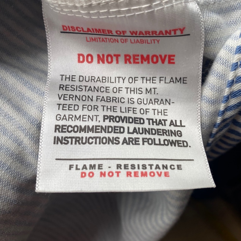 Ariat Work FR Striped Button Down Shirt Mens XL Blue White Flame Resistant NFPA - Picture 9 of 11